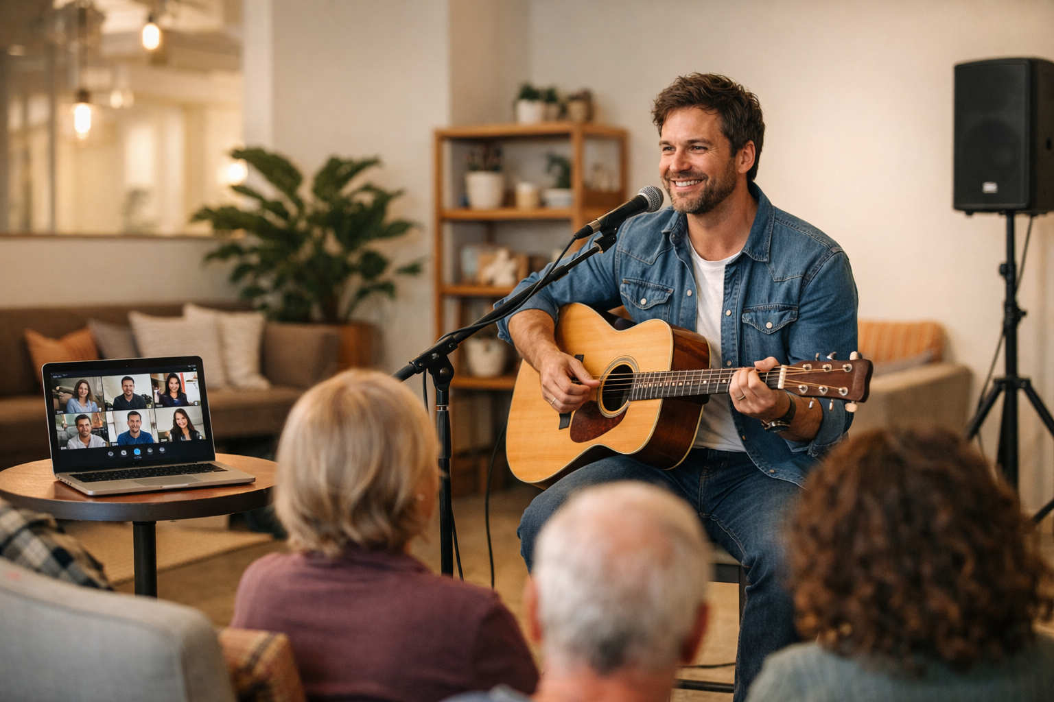 Playing guitar for entertainment services